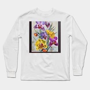 Orchids on canvas Long Sleeve T-Shirt